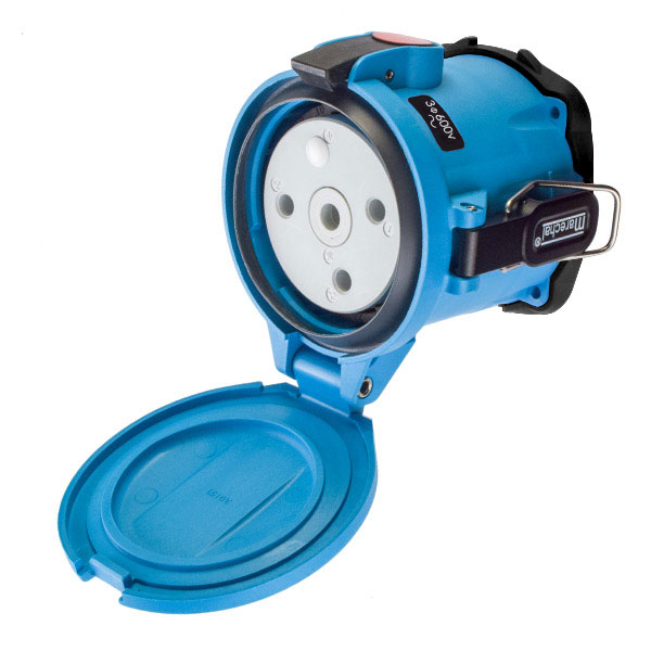 63-94143 - DSN150 RECEPTACLE POLY BLUE SIZE 5 TYPE 4X IP 69 3P+G 150A 600 VAC 60 Hz NO AUX